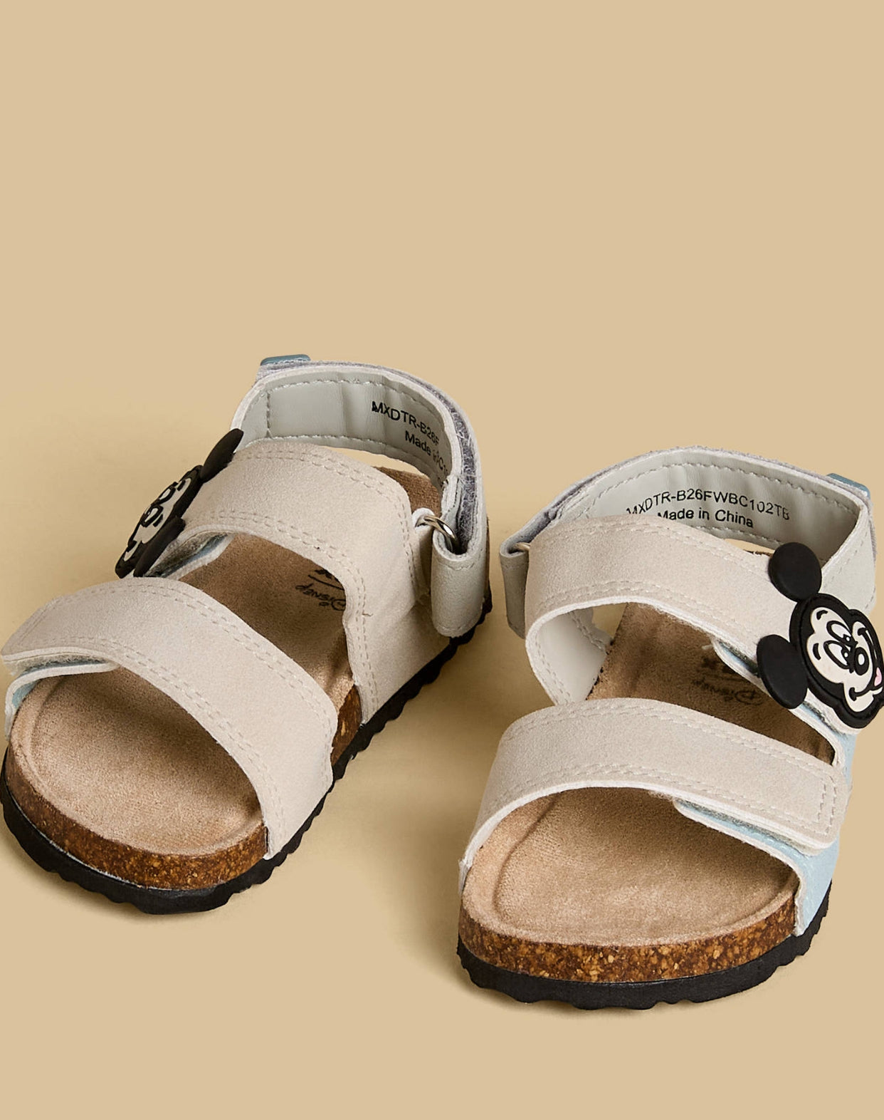 Mickey Mouse Applique Sandals with Hook and Loop Closure