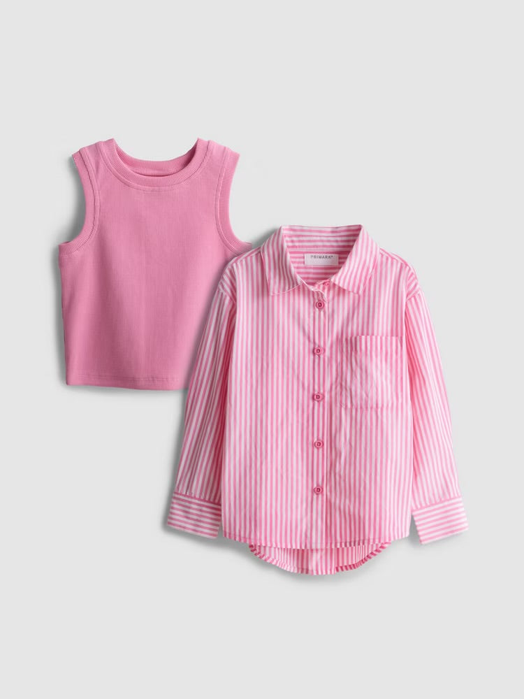 Vest and Stripe Shirt Set