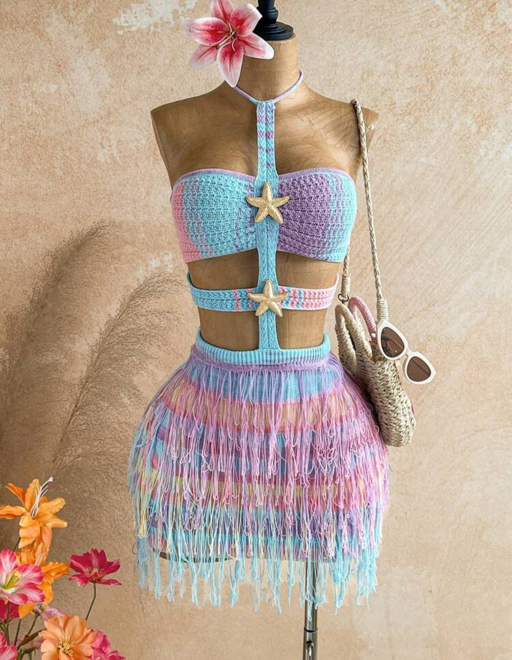 Women Summer Knitted Starfish Cover Up