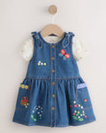 Denim Pinafore Baby Short Sleeve Bodysuit 2 Piece Set