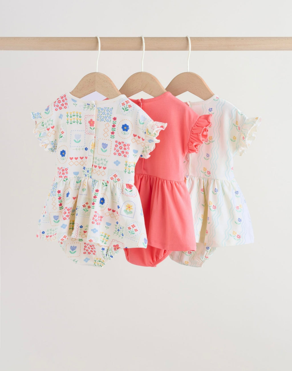 Multi Bright Coloured Jersey Baby Rompers 3 Pack (Copy)
