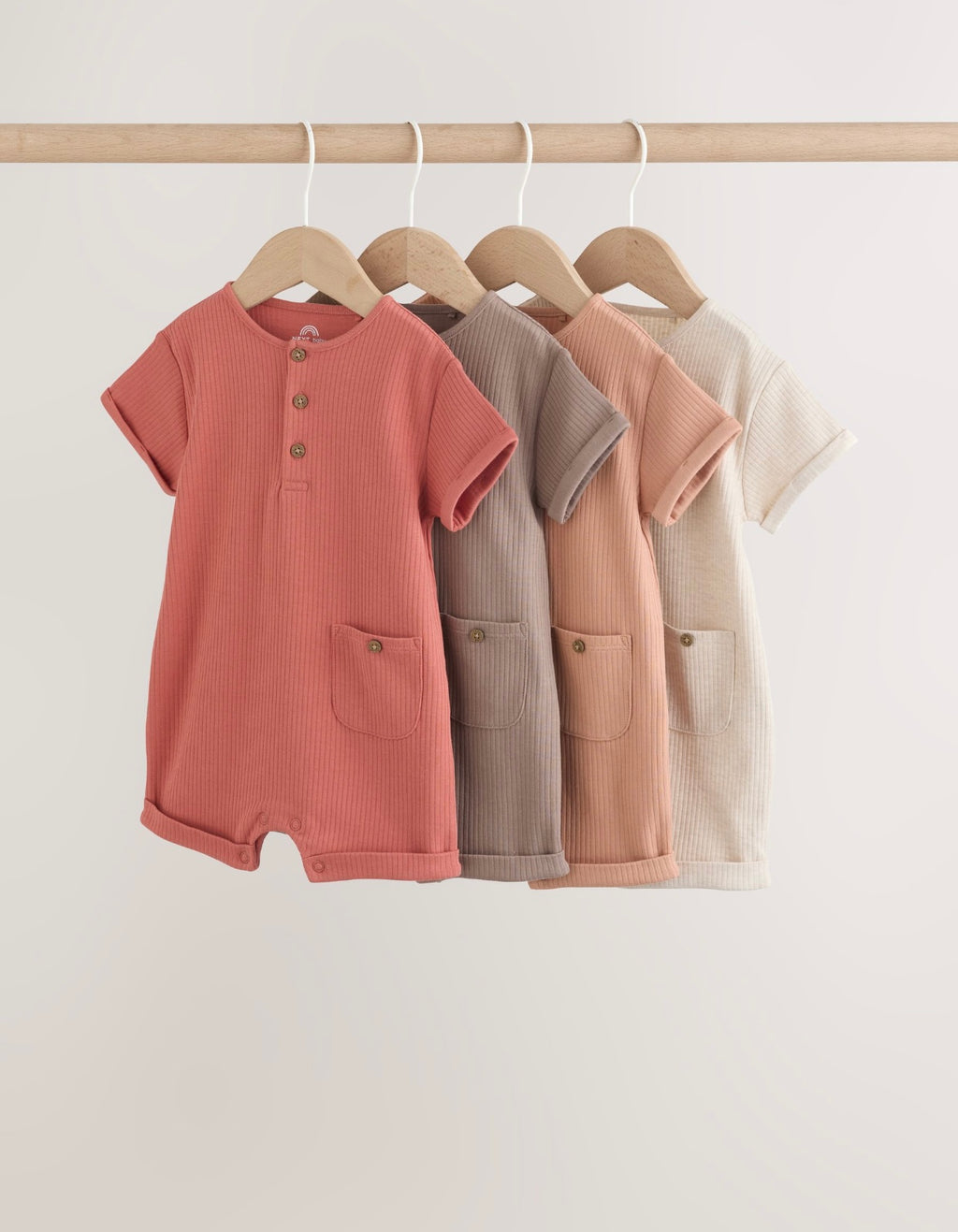 Orange Grandad Button Neck Baby Rompers 4 Pack