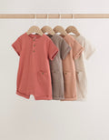 Orange Grandad Button Neck Baby Rompers 4 Pack