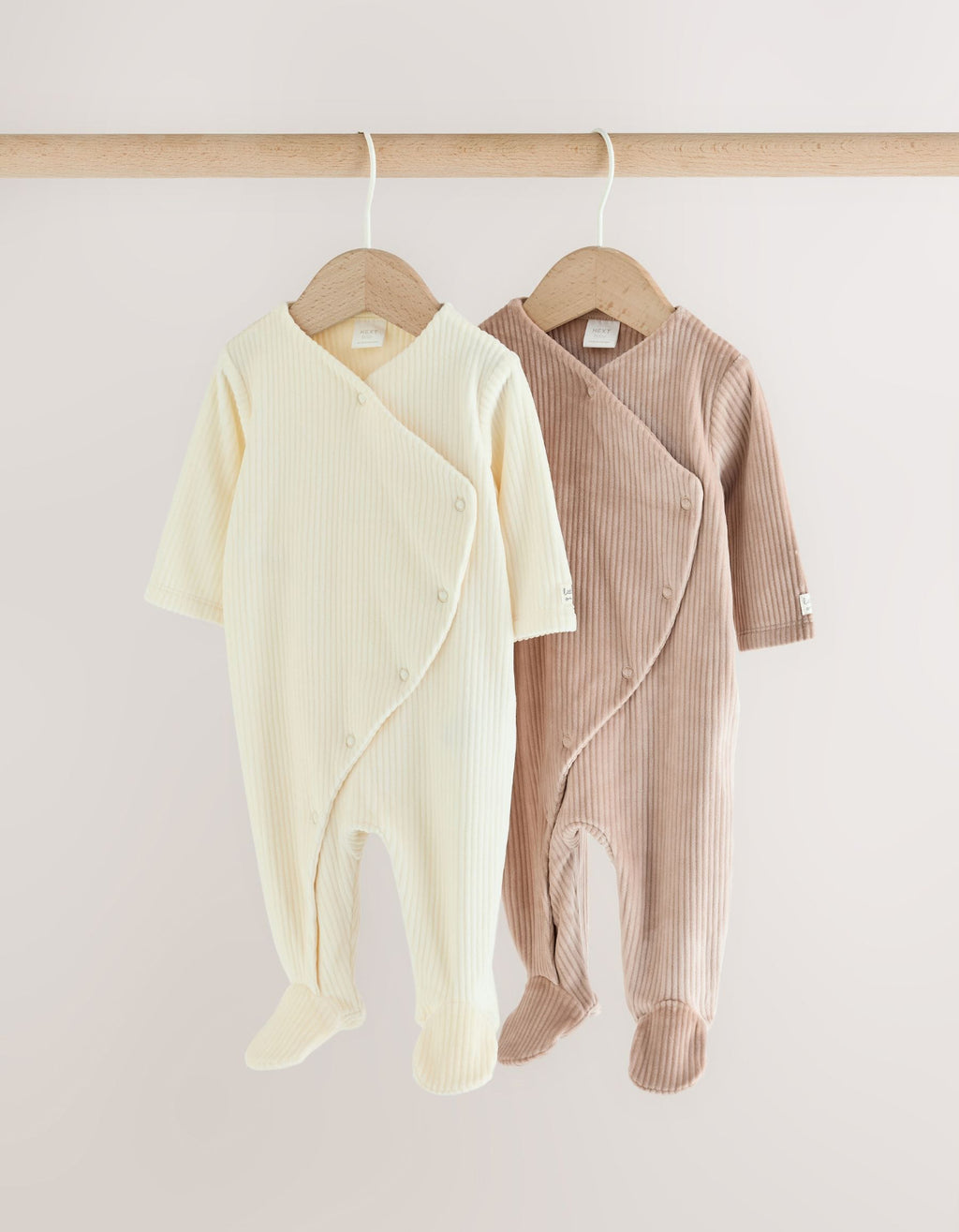 Neutral Fleece Baby Sleepsuits 2 Pack