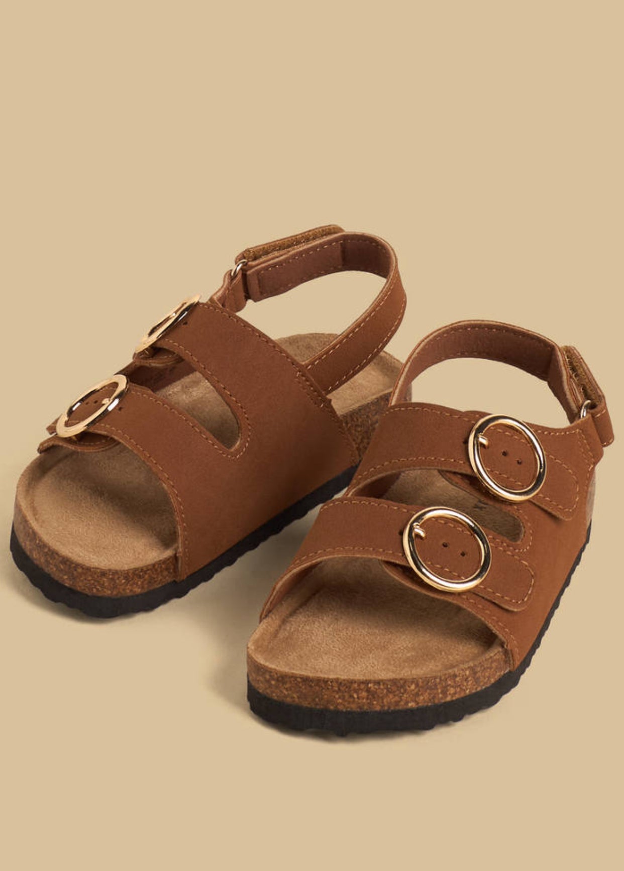 Buckle Detail Sandals with Hook and Loop Closure