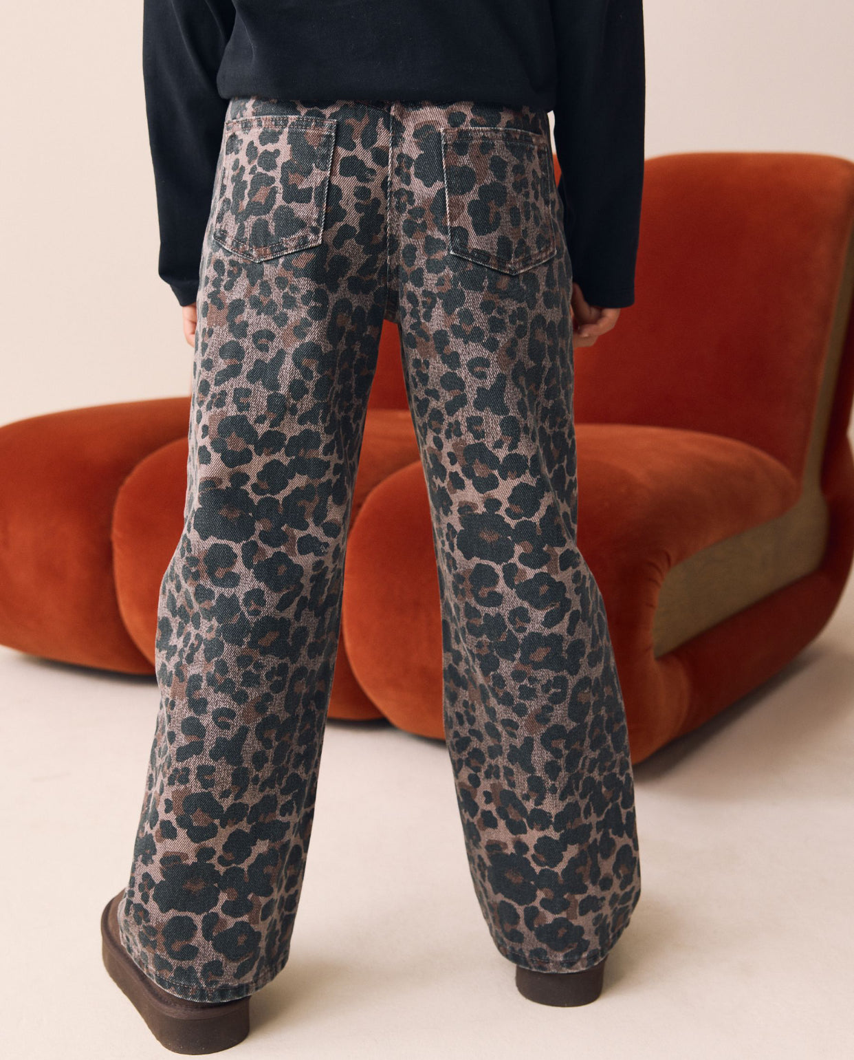 Chocolate Leopard Wide Leg Jeans