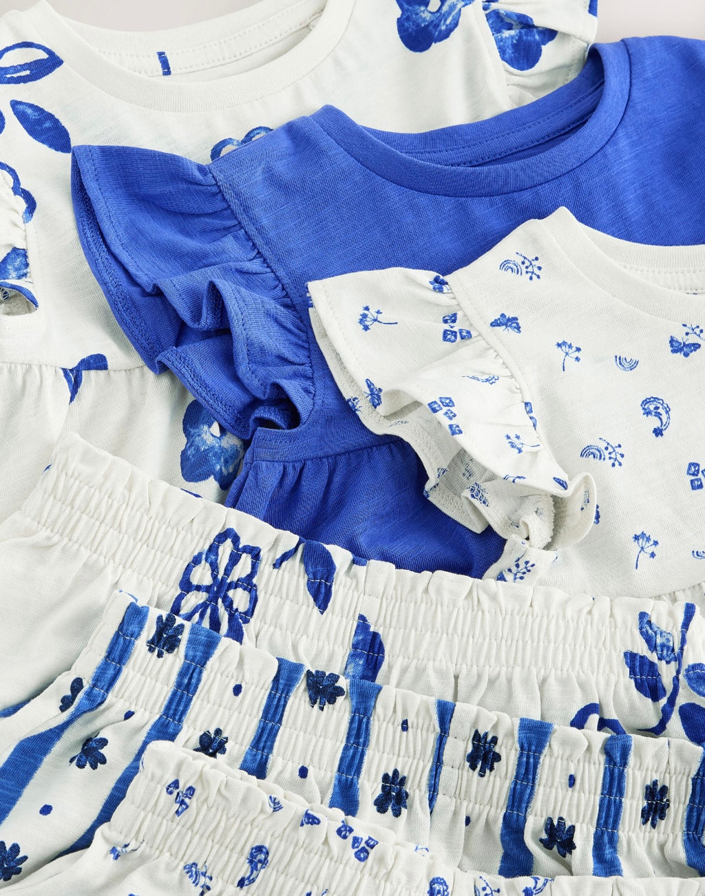 Blue floral Snuggle Short Pyjamas 3 Pack