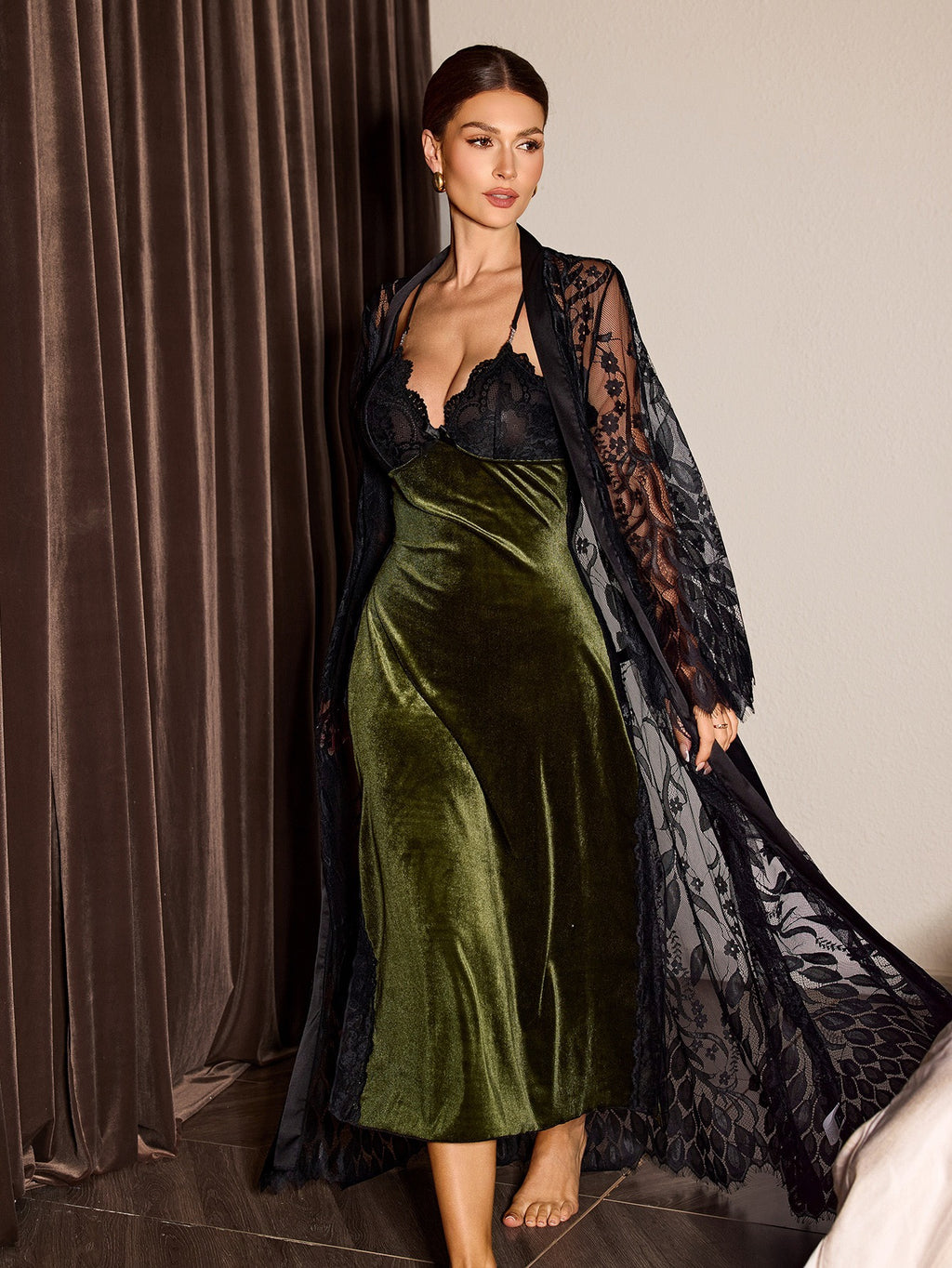2pcs Woman Velvet Sleepwear Set