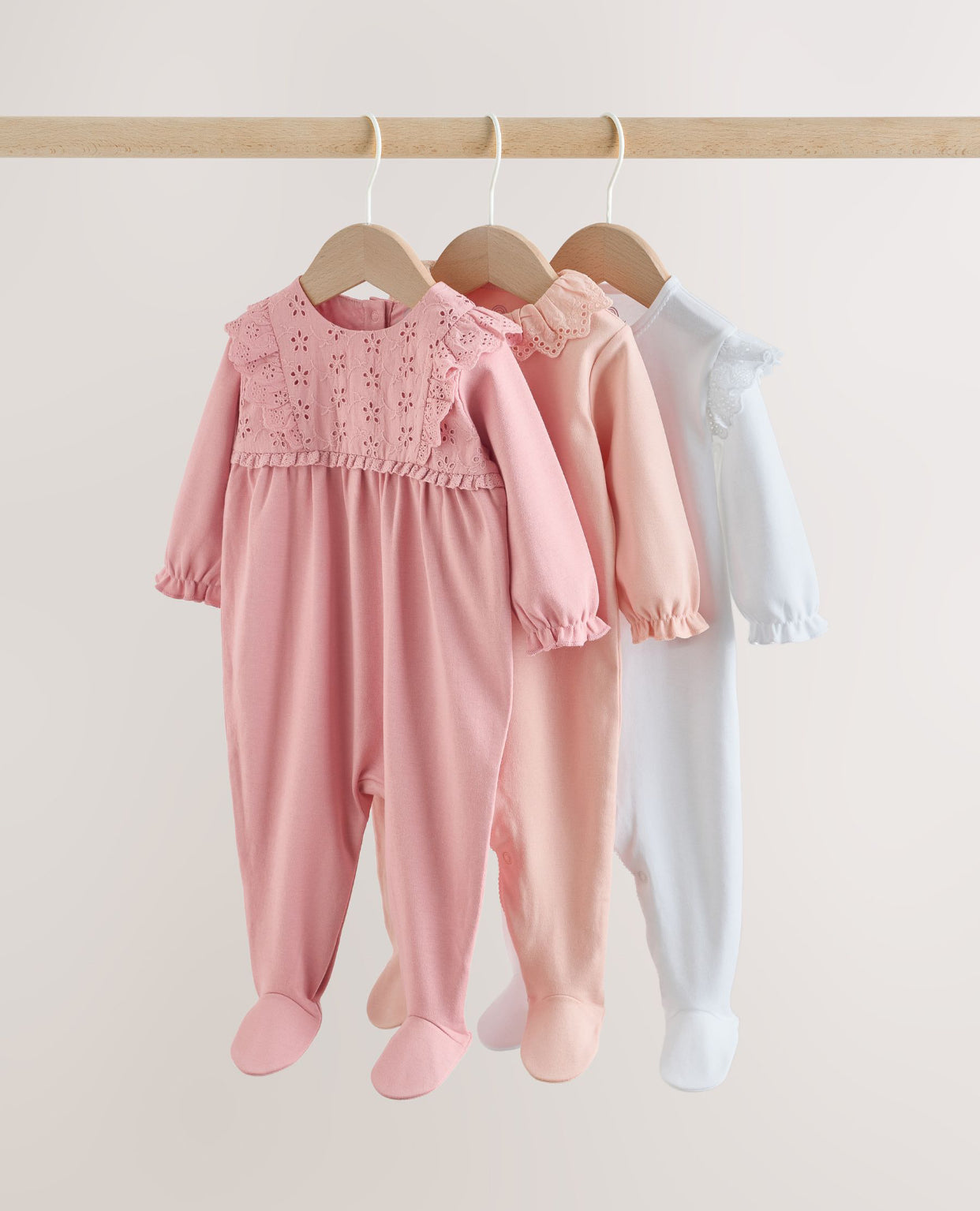 Pink Baby Sleepsuits 3 Pack