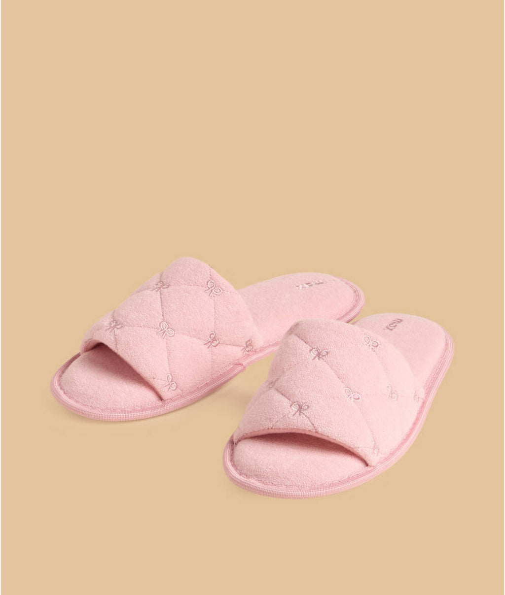 Bow Embroidered Bedroom Slippers