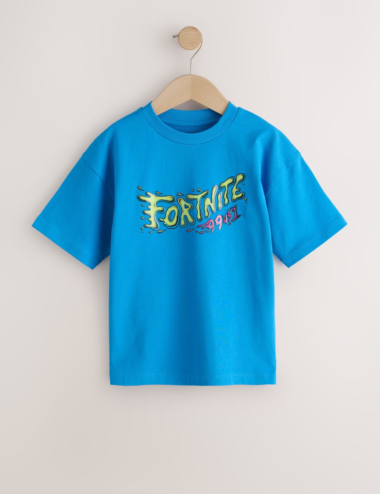 Blue Back Print Fortnite Print Short Sleeved T-Shirt