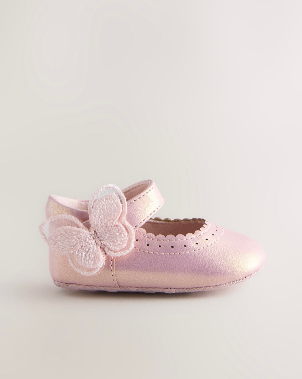 Pink Shimmer Butterfly Mary Jane Baby Shoes