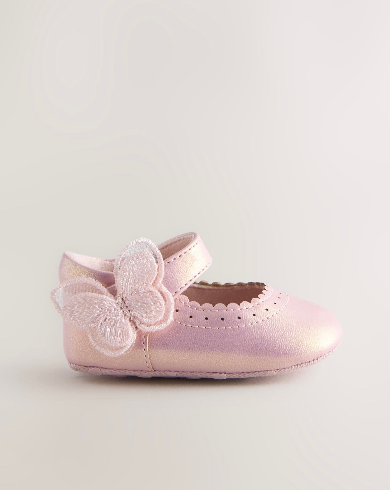 Pink Shimmer Butterfly Mary Jane Baby Shoes