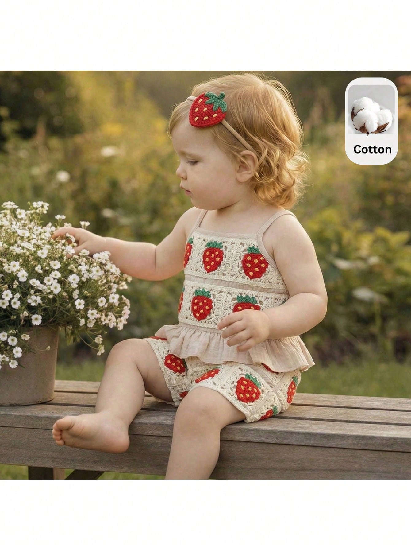 Baby Girl Strawberry Ribbon Camisole Top And Shorts