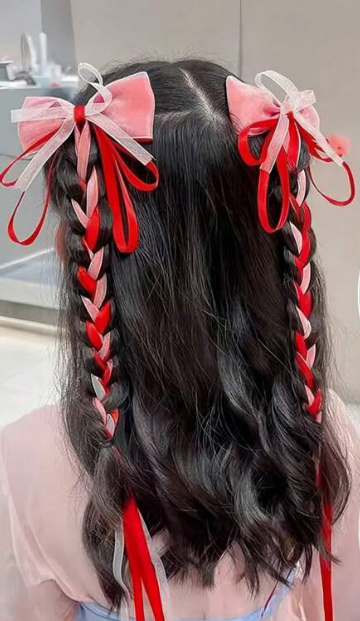 2pcs red bow ribbon hair Clips