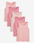 Multi Pastel 100% Cotton Vests 5 Pack
