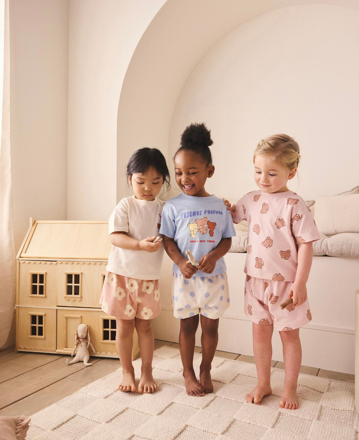 Pink/Blue Bear Print Short Pyjamas 3 PackColour: Pink/Blue Bear