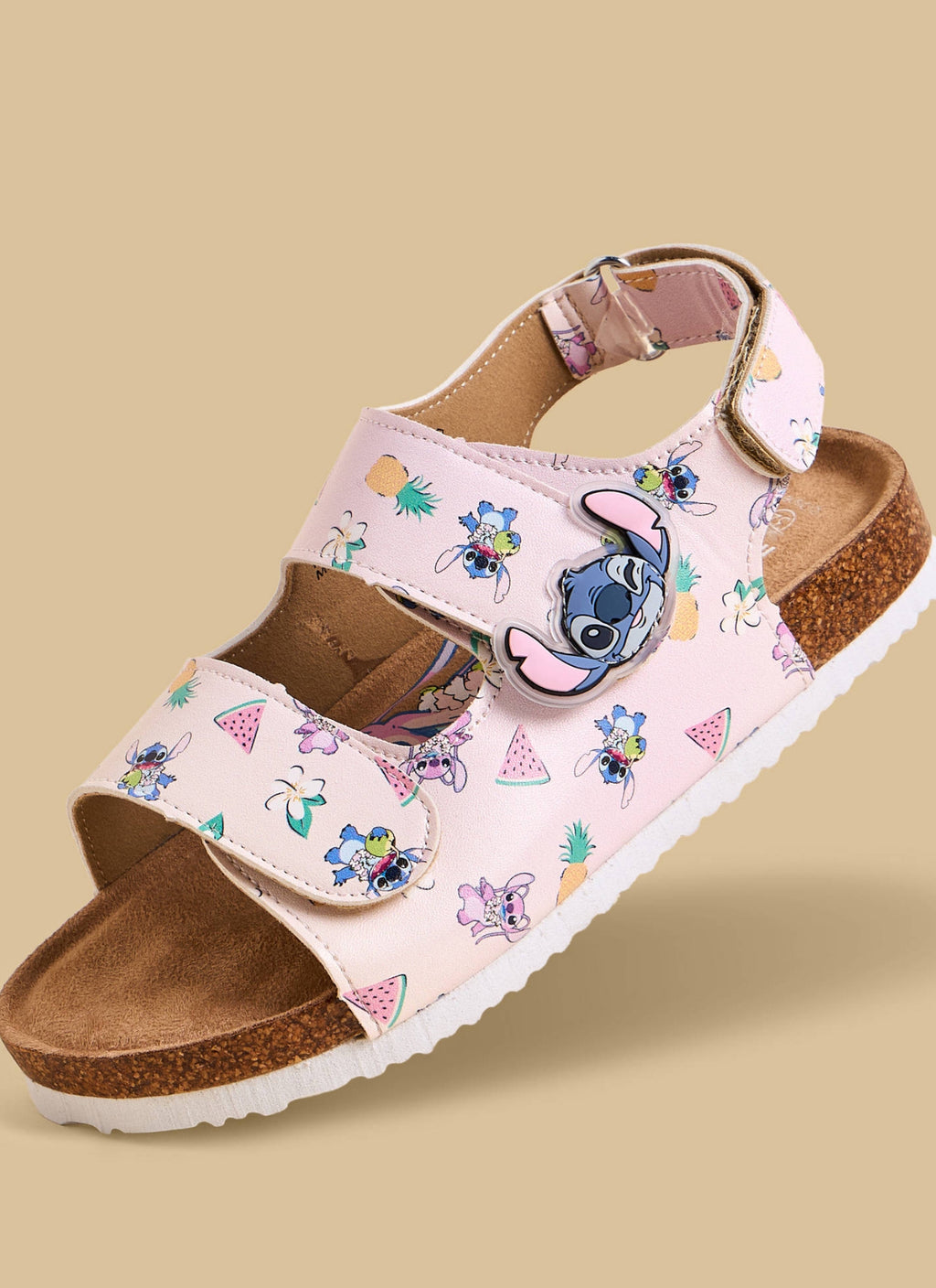 Stitch Print Sandals with Hook and Loop Closure