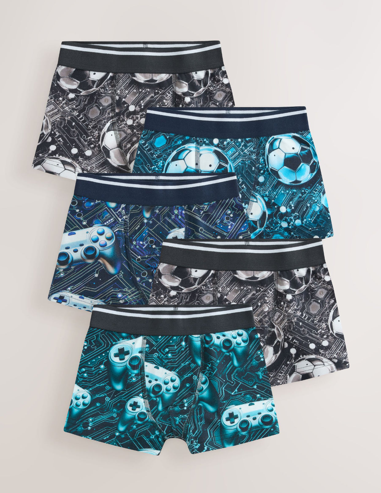 Football/Gamer Boxers 5 Pack