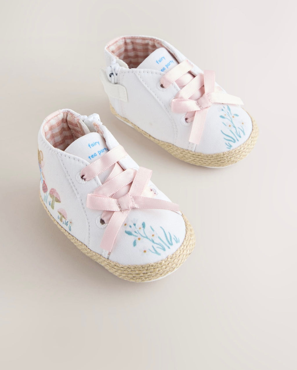 White/Pink Character Baby High Top Trainers