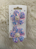 2pcs pink flower hair clip