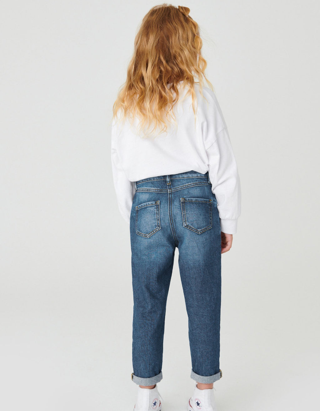 Mid Blue Denim Mom 100% Cotton Jeans