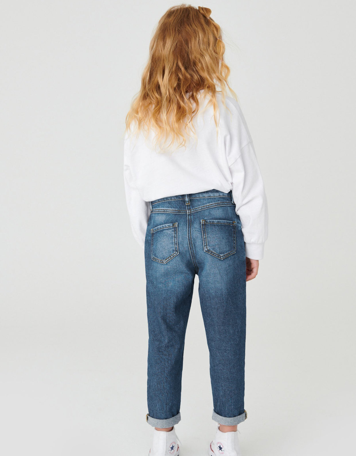 Mid Blue Denim Mom 100% Cotton Jeans