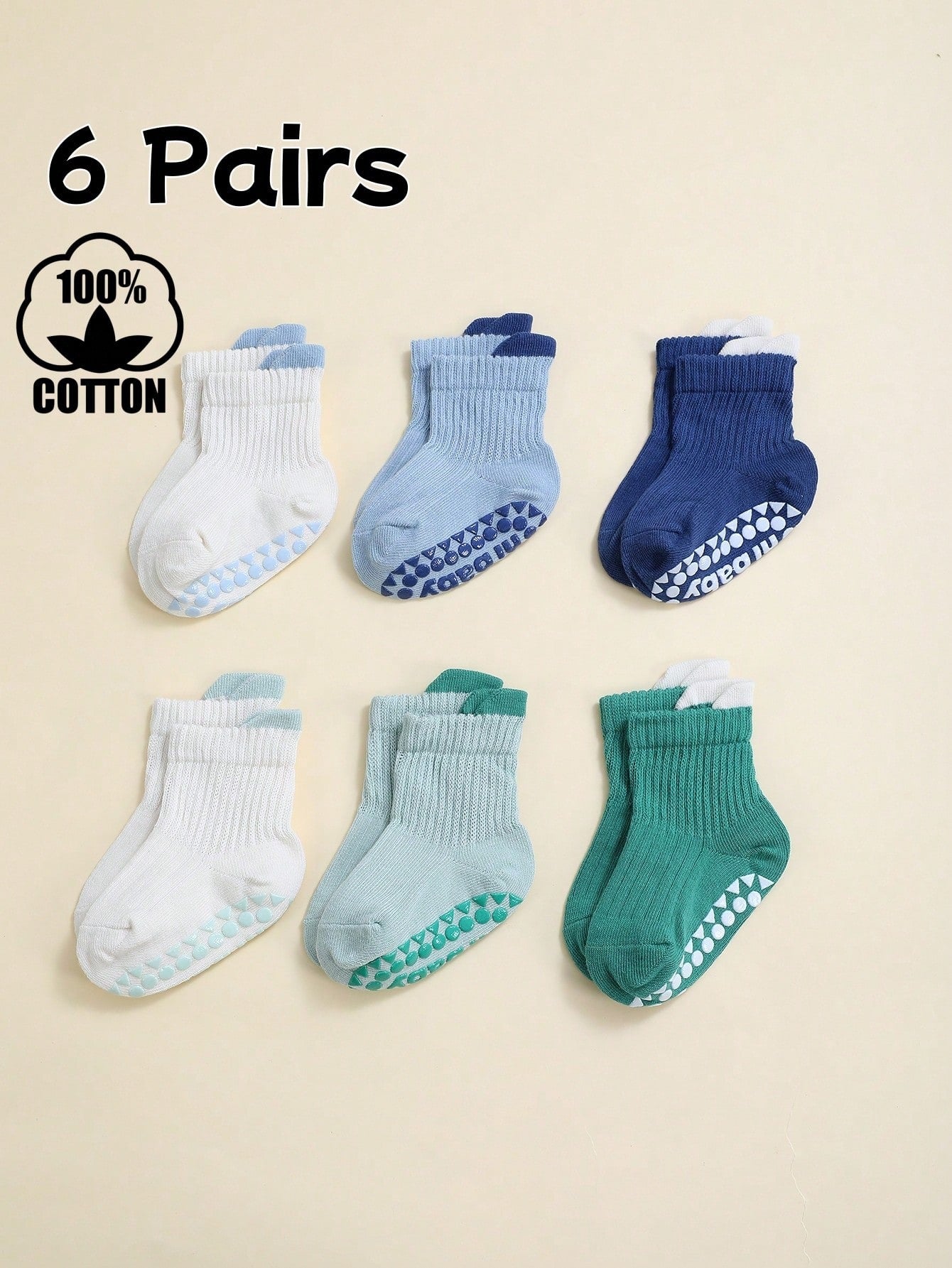 6 Pairs Children Cotton Anti-Slip Socks (immediate)