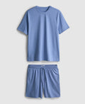 Pyjama set with textured T-shirt and drawstring shorts
