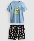 Short pyjama set with a striped tee