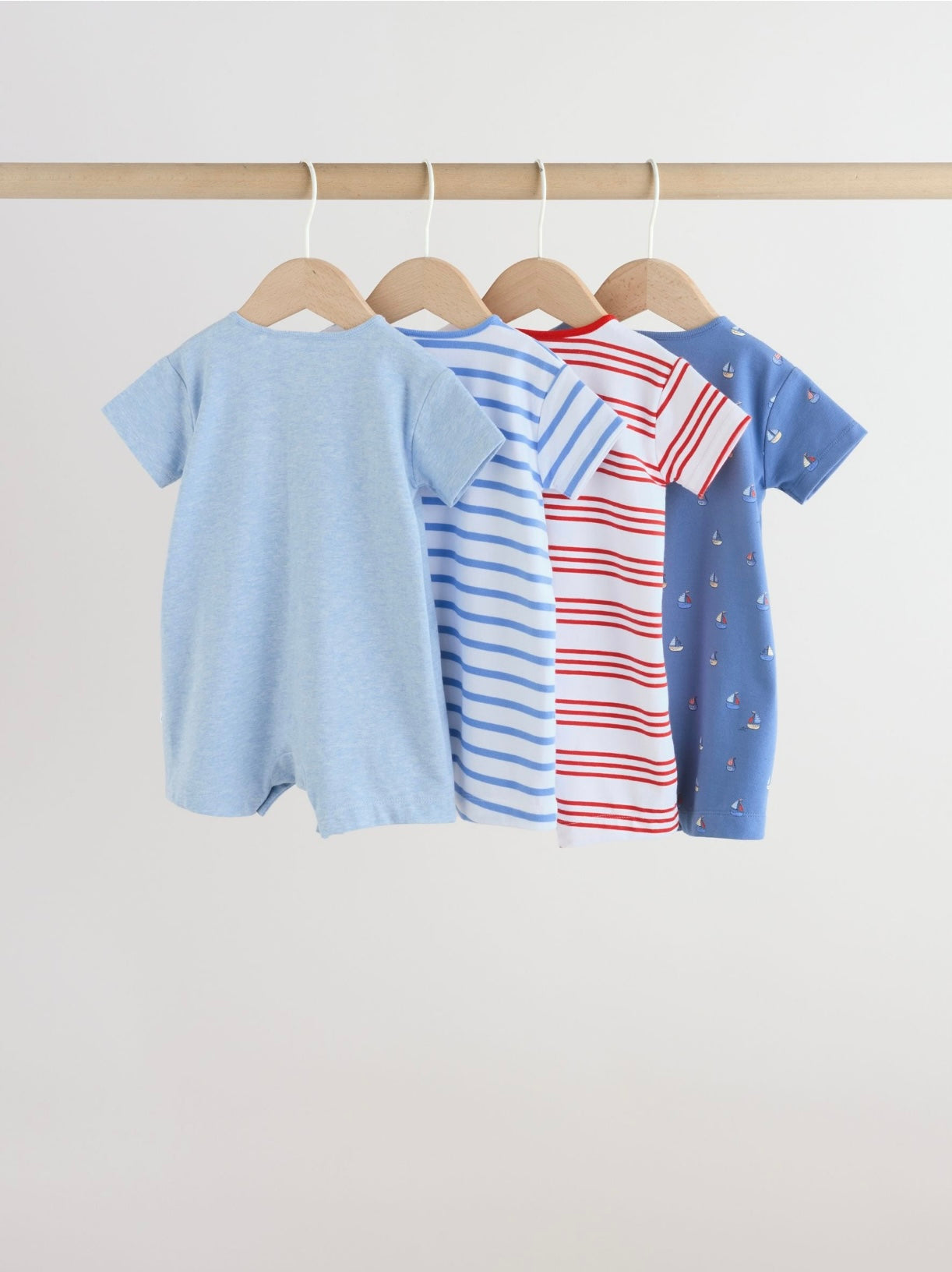 Blue Nautical Jersey Baby Rompers
4 Pack