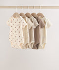 Brown Bear Short Sleeve Baby Bodysuits 5 Pack