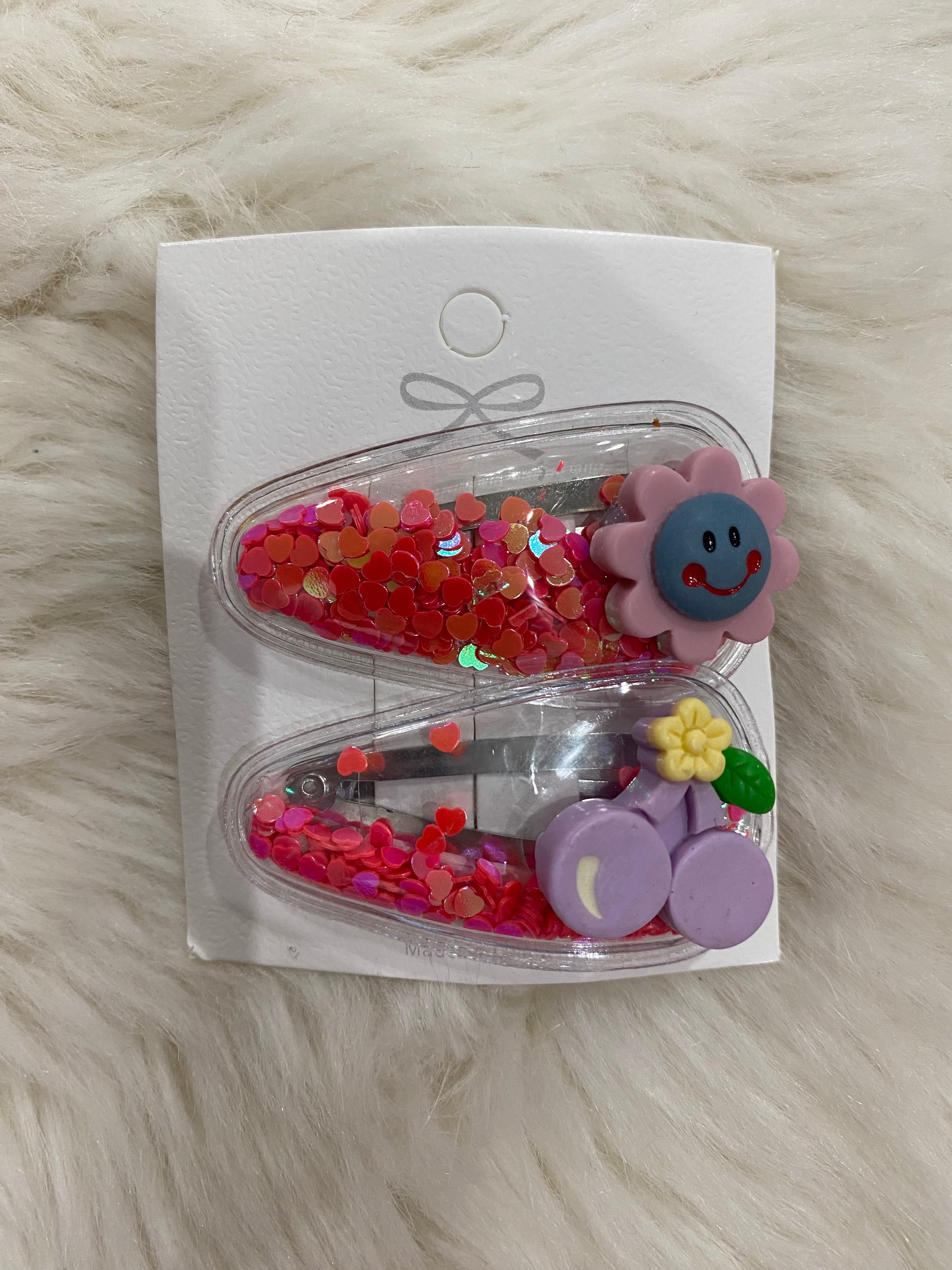 Glitter hair clips set