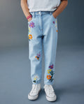 Light Blue Floral Embroidered Jeans