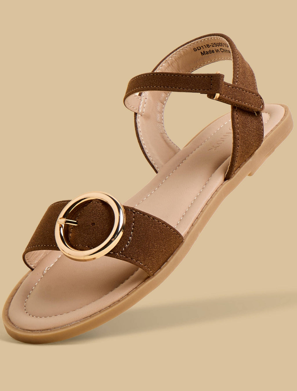 Buckle Detail Strap Sandals with Hook and Loop Closure