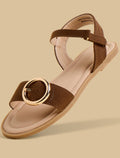 Buckle Detail Strap Sandals with Hook and Loop Closure