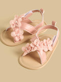 Floral Embellished Sandals with Hook and Loop Closure