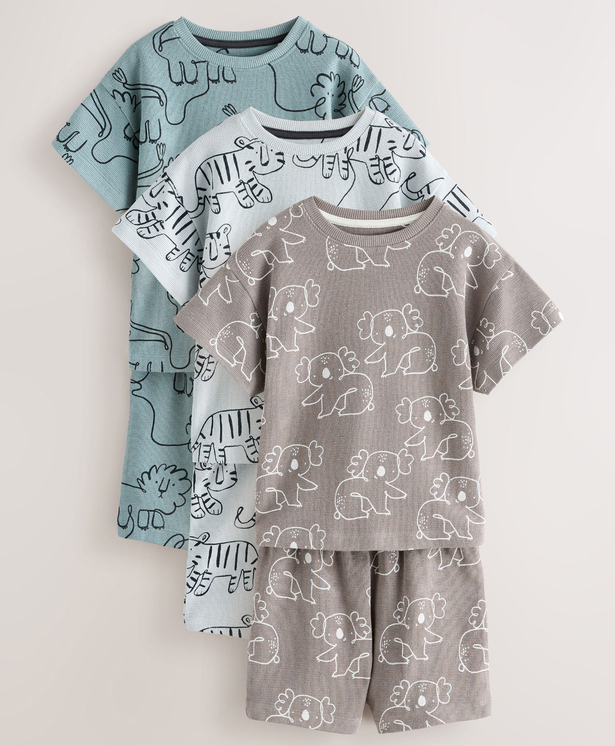 Blue/Grey Linear Print Short Pyjamas 3 Pack