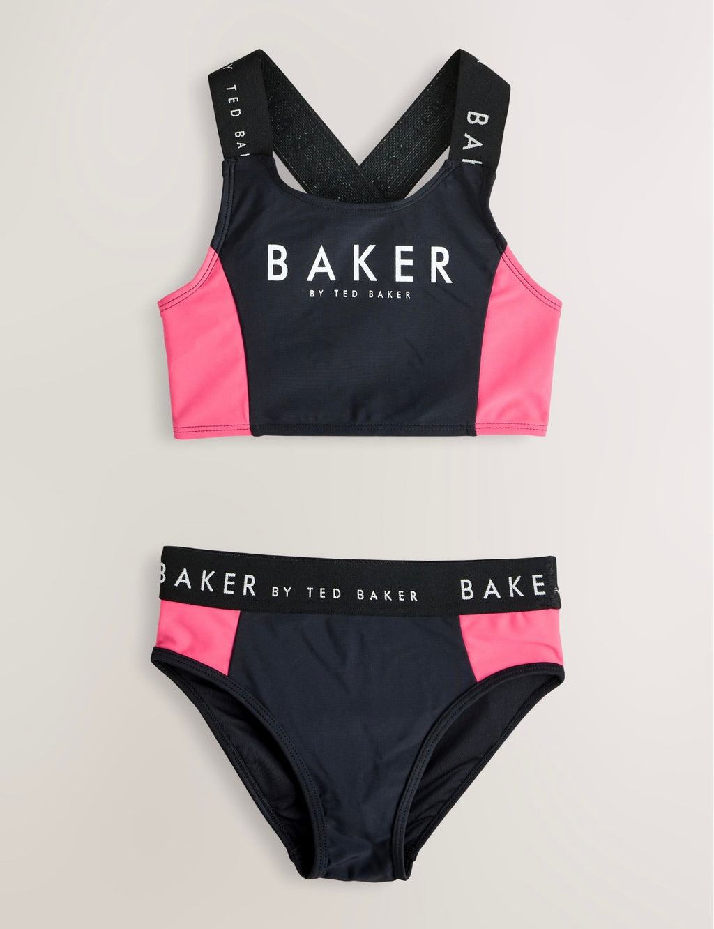 Baker by Ted Baker 2 Piece Colour Block Black Bikini Set