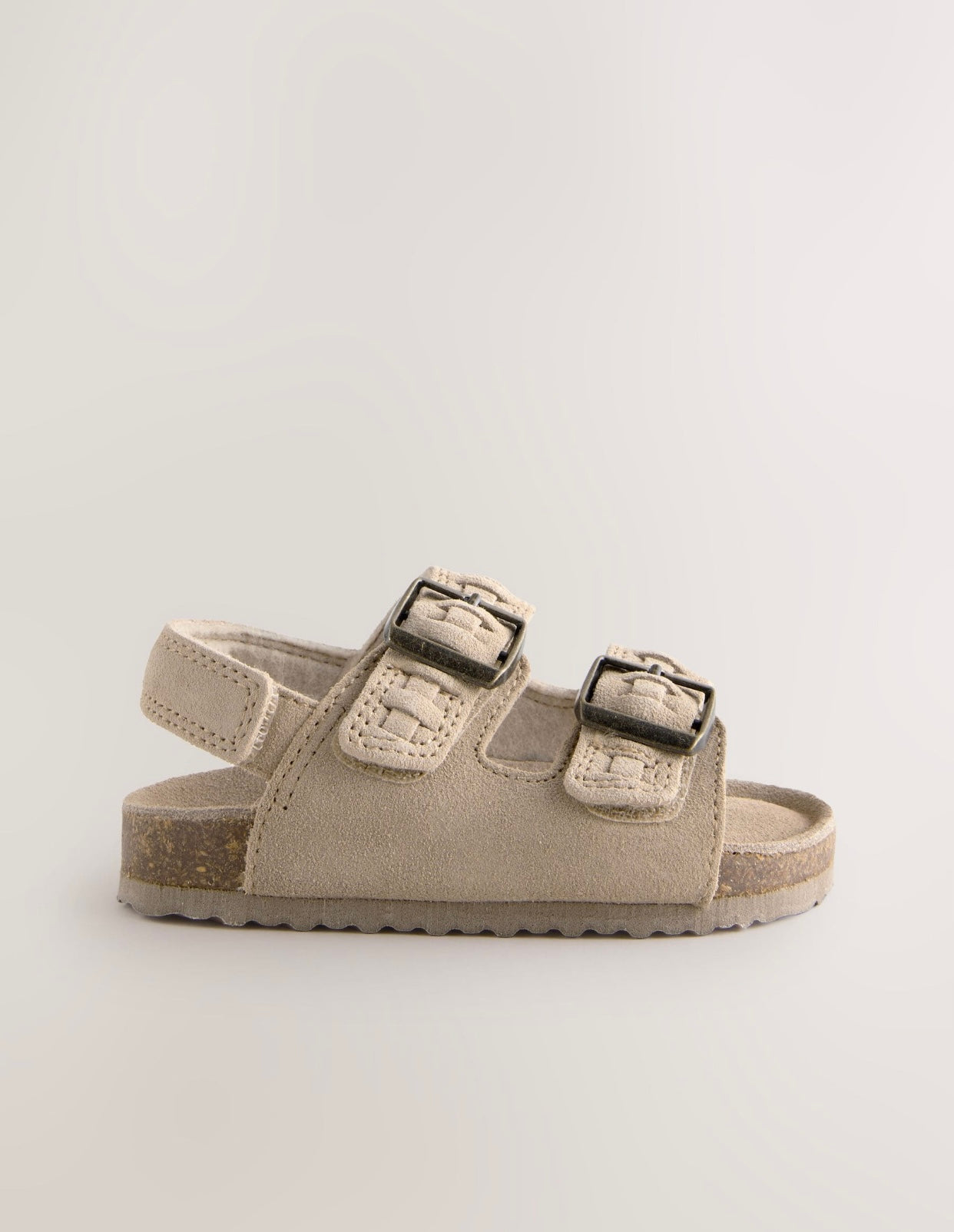 Stone Standard Fit (F) Double Buckle Leather Sandals