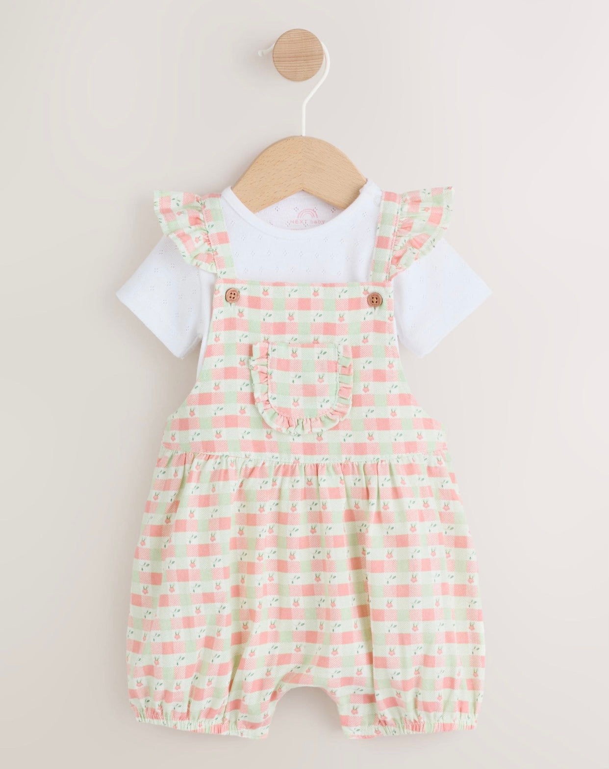 Pink Check Baby Dungarees and
Bodysuits Set 2 Piece