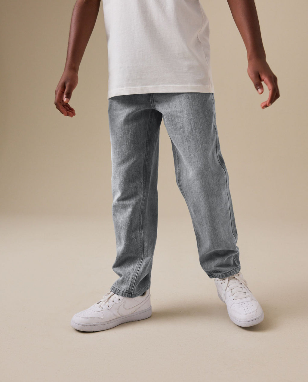 Grey Linen blend Denim Jeans
