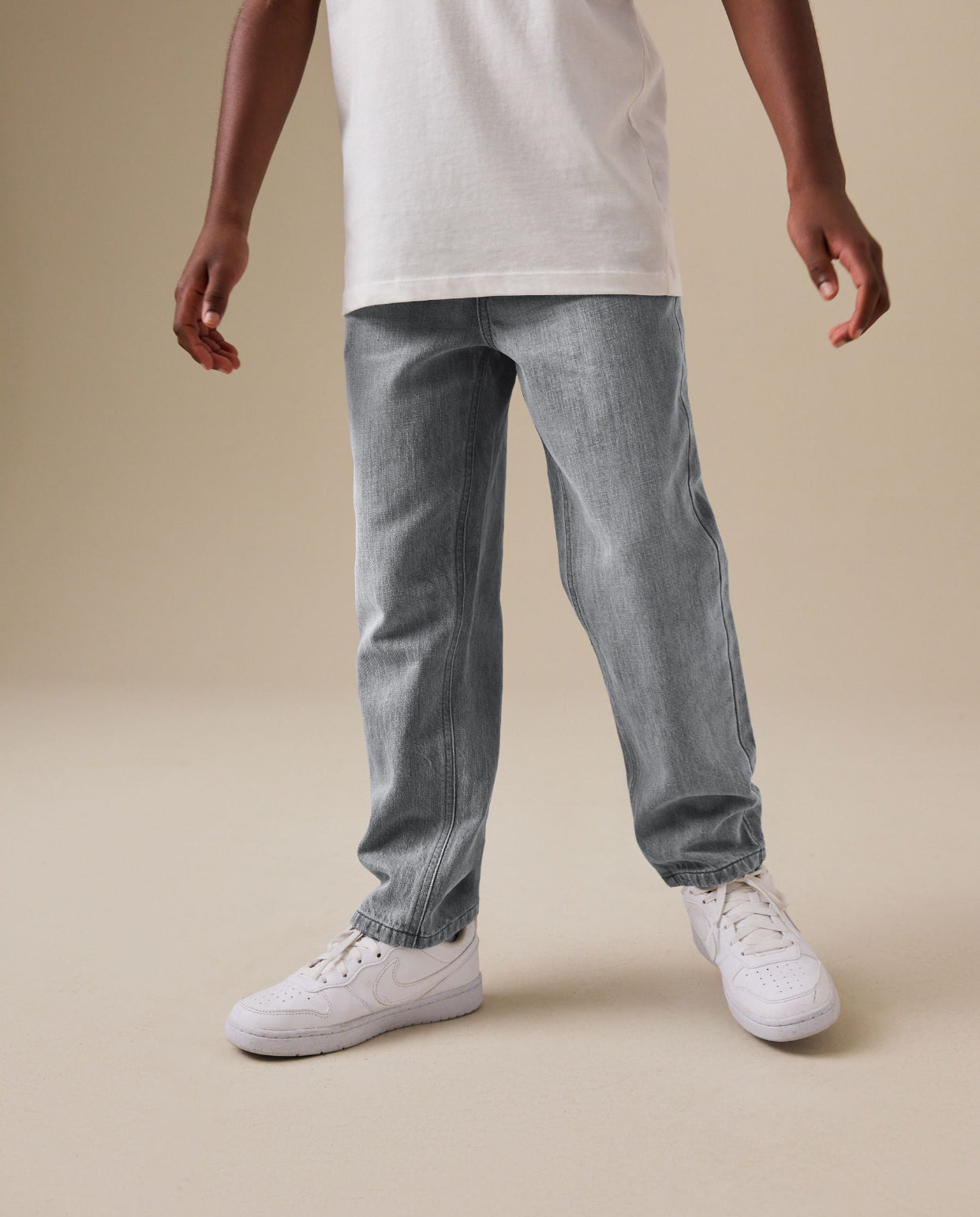 Grey Linen blend Denim Jeans