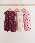 Pink Polka Dot Button Through Baby
Rompers 3 Pack