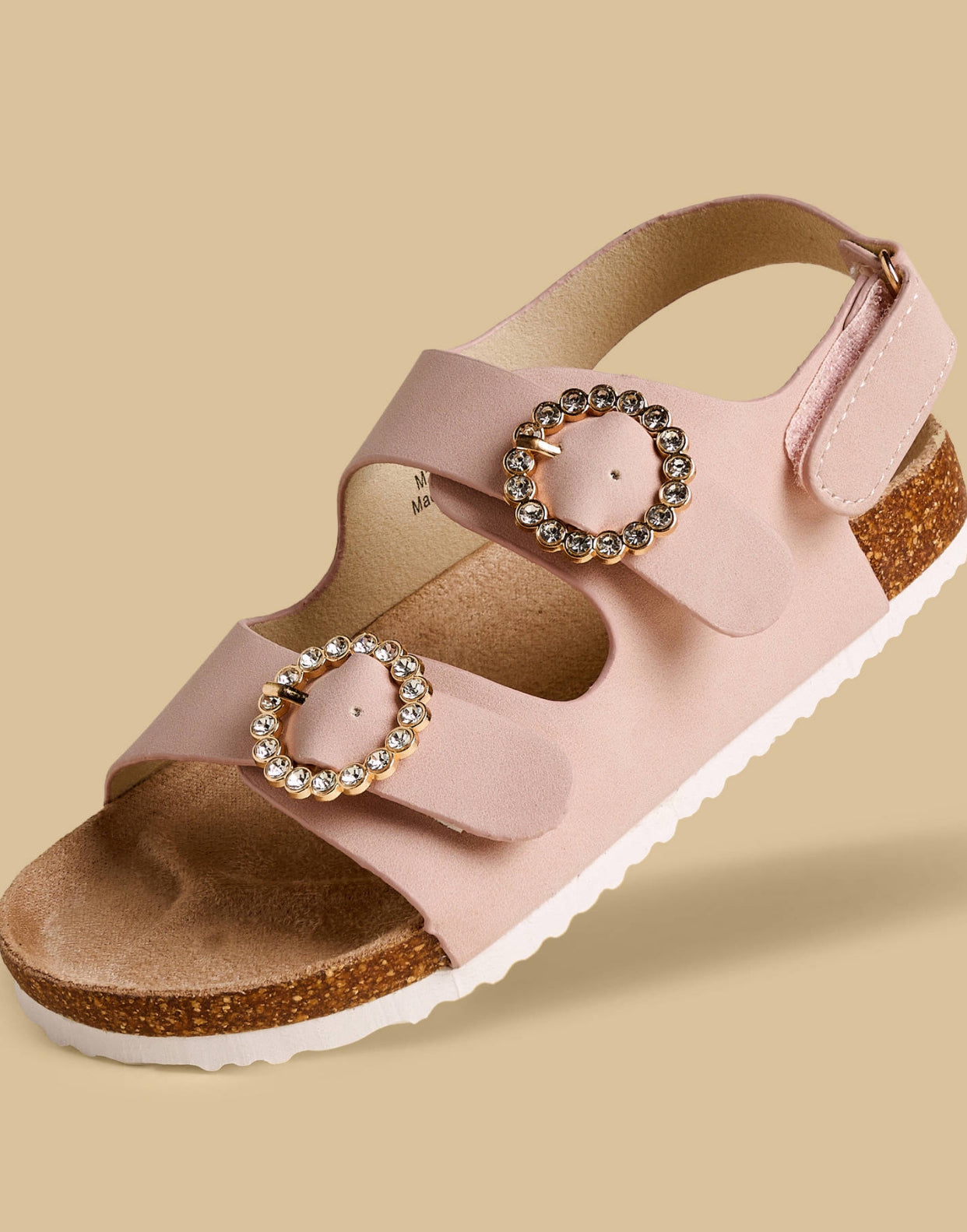 Embellished Buckle Sandals with Hook and Loop Closure