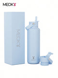 Meoky 530 ml Insulated Tumbler With 2 Spout Lid And Straw
