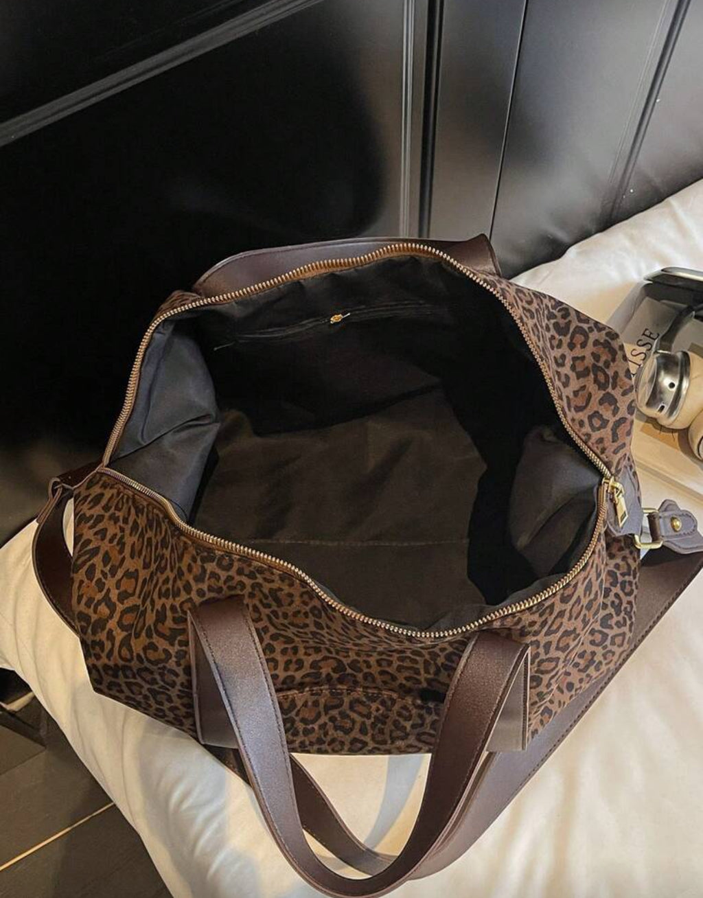 Brown Leopard Duffel Travel Bag