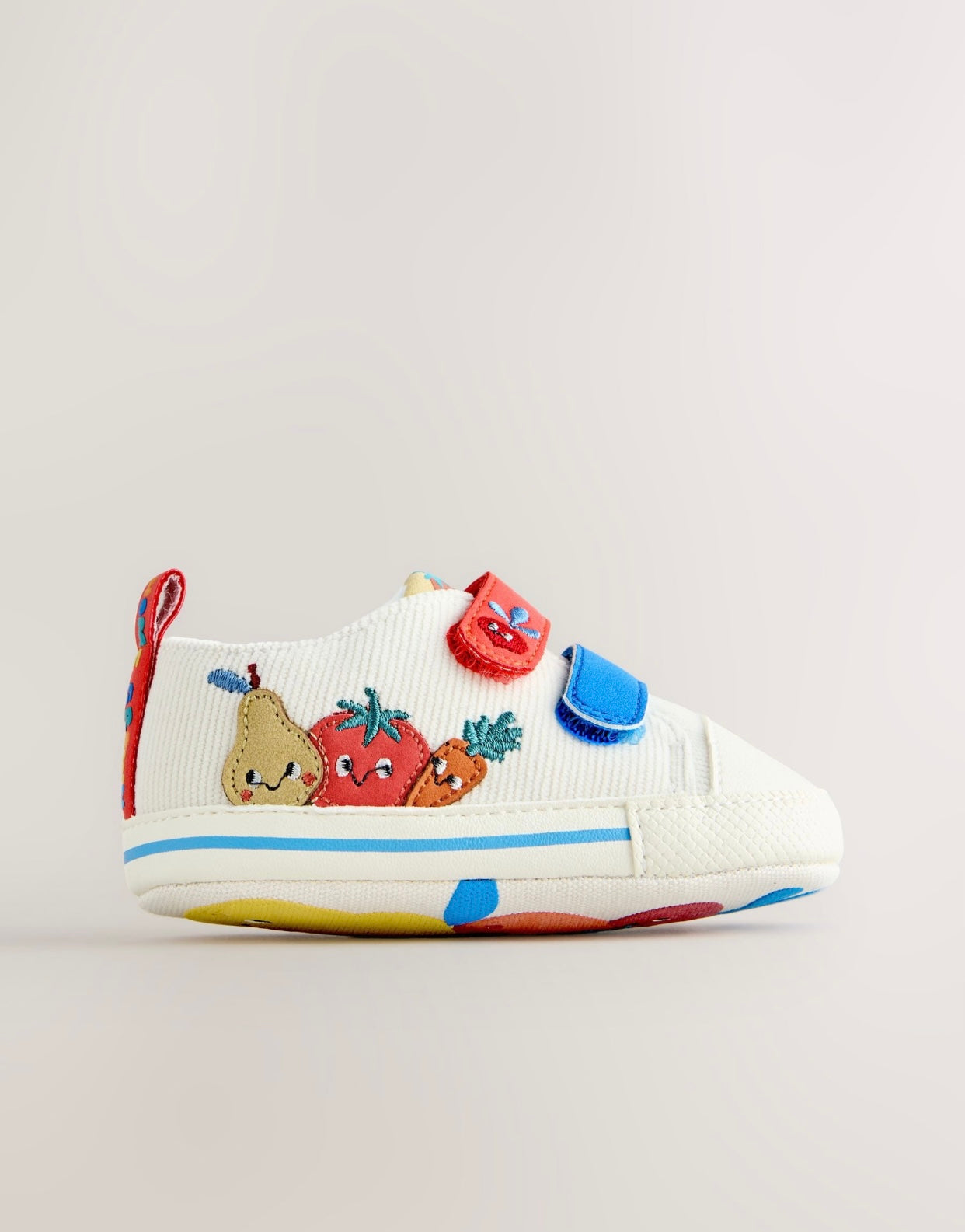 White Veggies Touch Fastening Baby Trainers