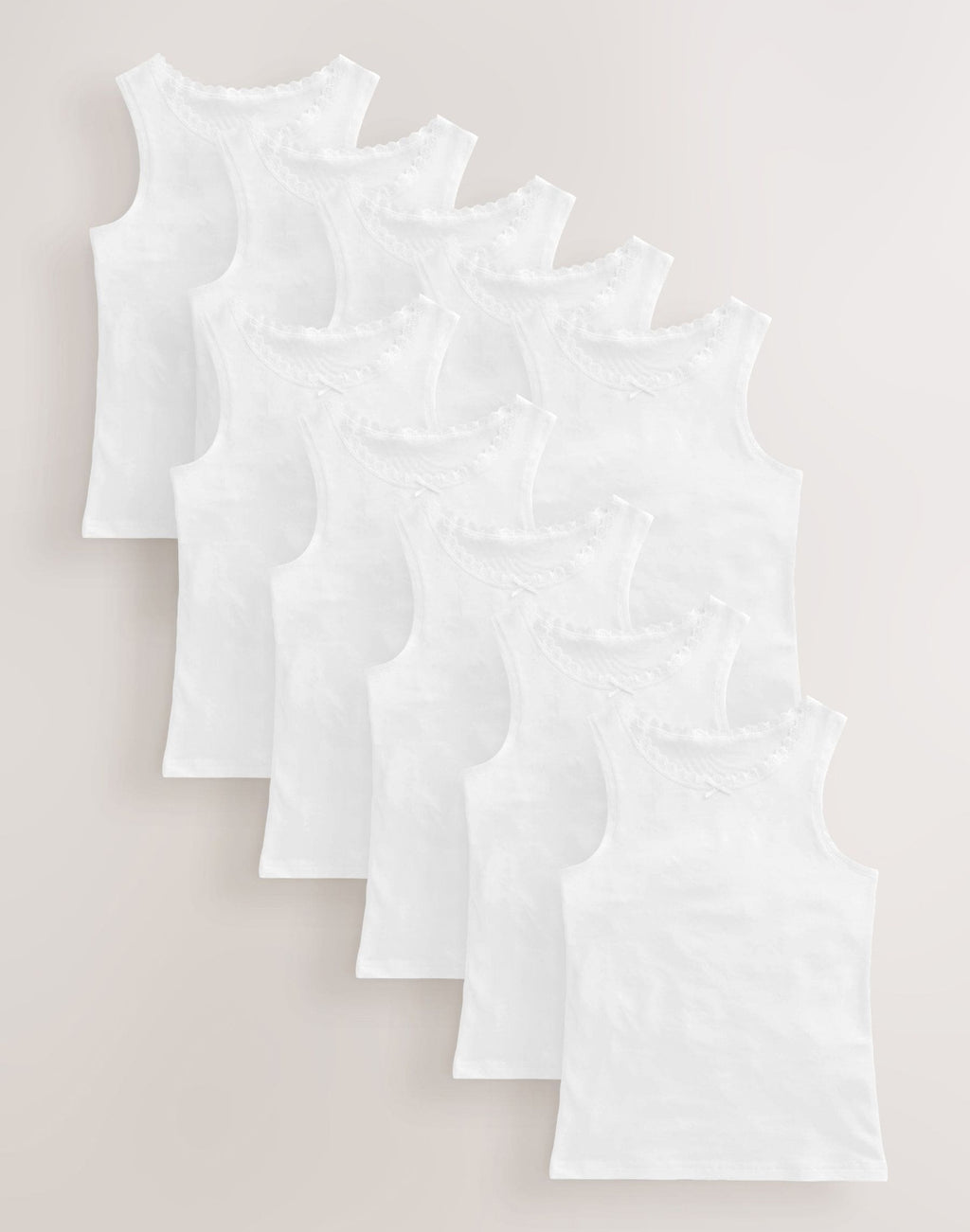 White 10 Pack Lace Trim Vest