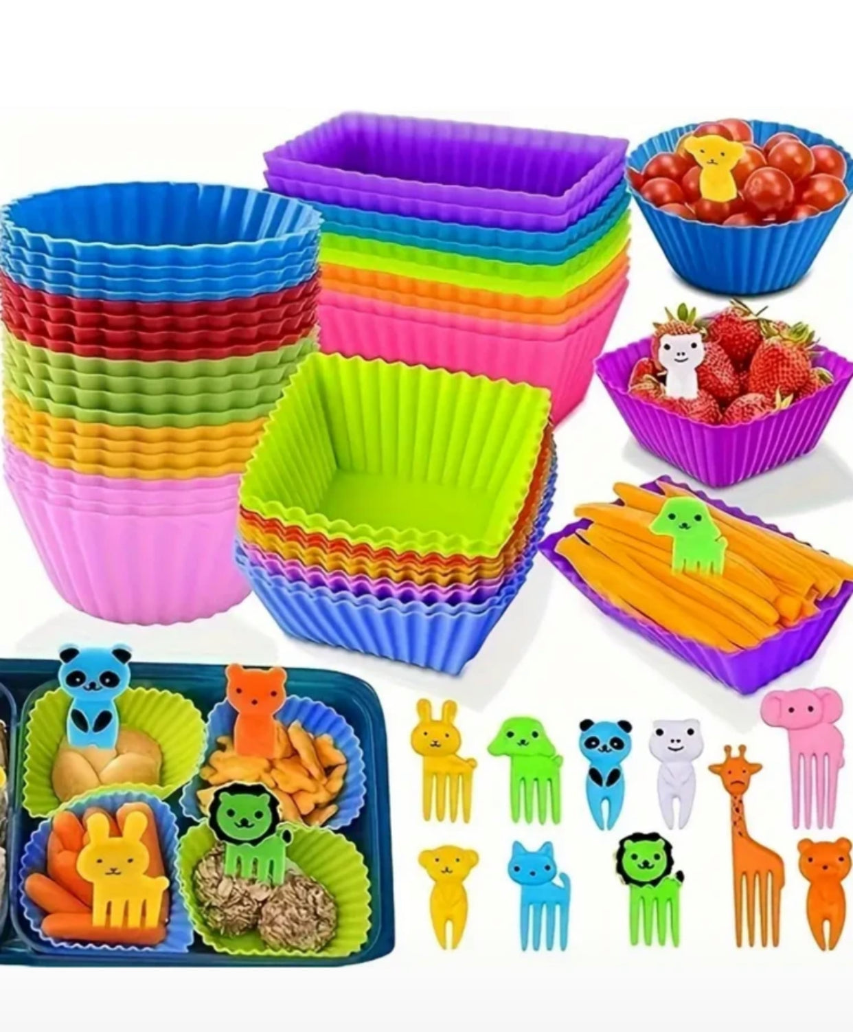 50pcs Silicone Bento Box Divider Plates (immediate)